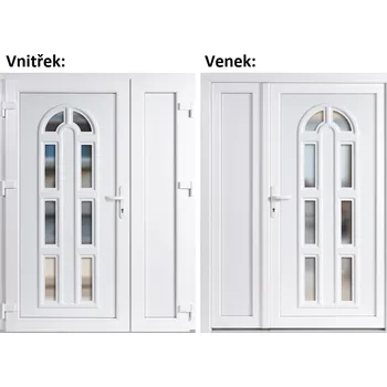Vchodové dveře Dvoukřídlé vchodové dveře plastové Soft Linda+Panel Plný, Bílá/bílá, 150x200 cm, levé