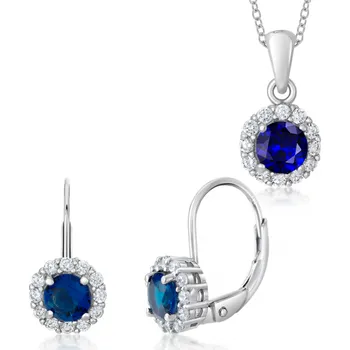 Souprava šperků SOFIA stříbrný set náušnice, přívěsek a řetízek COEZB100740+COPZA100741