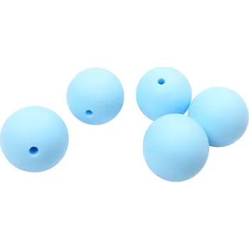 Dětské navlékací korálky Natana silikonové korálky baby blue 19 mm 5 kusů