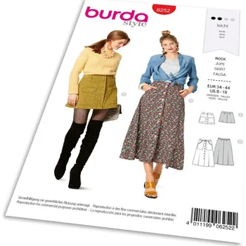 Střih Burda 6252 - Áčková propínací sukně, mini sukně