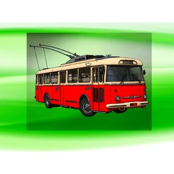 Nášivka trolejbus Škoda DTF nažehlovačka 7x4 cm (nažehlovačka s trolejbusem)