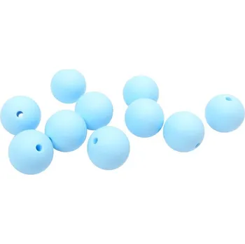 Dětské navlékací korálky Natana silikonové korálky baby blue 15 mm 10 kusů