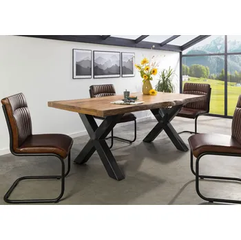 Jídelní stůl Jídelní stůl mango 180x90x77 přírodní lakovaný / X-nohy antracit lesklý METALL 5