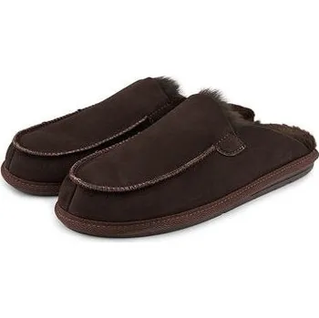 Pánská obuv Vlnka Pánské kožené pantofle s ovčí vlnou Erik hnědá velikost obuv dospělí 44