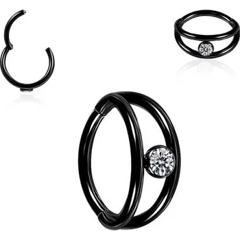 Piercing Piercingate Kruh segment s kamínkem PKR00146 - Barva/Motiv: Růžové zlato, Průměr kroužku: 10 mm, Průměr tyčky: 1,2 mm