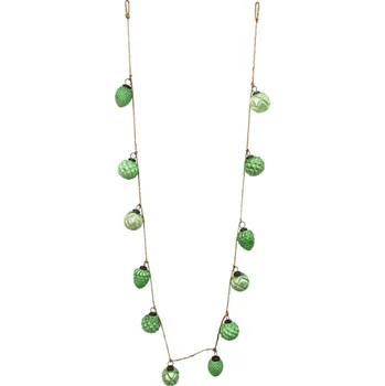 Vánoční ozdoba Girlanda ze zelených skleněných ozdob na jutovém provázku – 190x5x8 cm