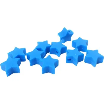 Dětské navlékací korálky Natana hvězdičky silikonové korálky Paris blue 14 mm 10 kusů