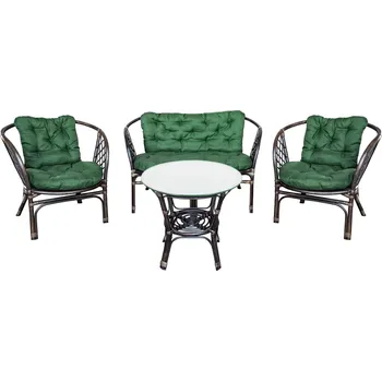 Aga Bahama K12509 3 + 1 tmavě hnědá/zelená Zahradní sestava Aga Bahama K12509 3 + 1 tmavě hnědá/zelená