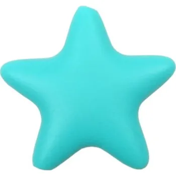 Dětské navlékací korálky Natana velké silikonové korálky hvězda tyrkysová 47 mm 1 kus