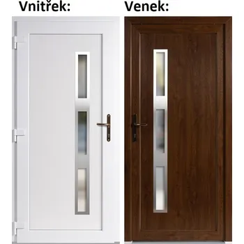 Vchodové dveře Plastové vchodové dveře Soft Venus Inox zlatý dub/bílá 100x210 cm, levé