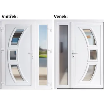 Vchodové dveře Dvoukřídlé vchodové dveře plastové Soft Celia+Sklo Nisip, Bílá/bílá, 150x200 cm, levé