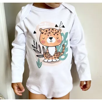 Milinko Body pro miminka na dlouhý rukáv- Leopard v divočině Velikost: 80 (9-12m)