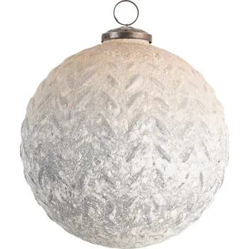 Vánoční ozdoba Bílá vánoční koule se vzorem a patinou – 15 cm