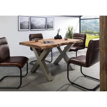 Jídelní stůl Jídelní stůl Palisandr 160x90x77 šedě mořený / X-nohy stříbrně matné METALL 5