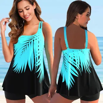 Dámské plavky Dámské plavky dvojdílné - tankini plus size (XS-6XL) (8-16) Barva: modrá (8267-blue), Velikost: XXL