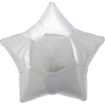 Fóliový balónek Hvězda, stříbrný, JUMBO, 73x77cm (volný)