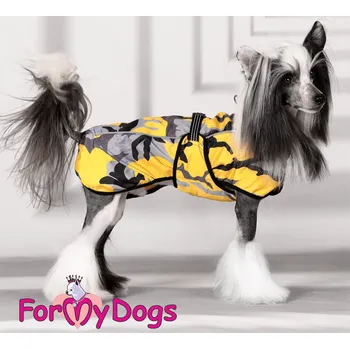 Obleček pro psa FOR MY DOGS Pláštěnka YELLOW CAMOUFLAGE, žlutá Velikost: 20/XXL