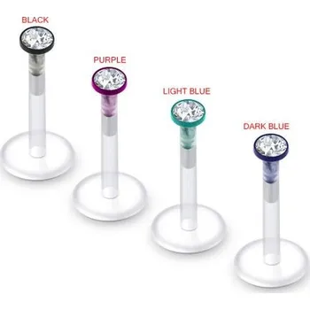Piercing Piercingate Labreta s kamínkem PLA00287 - Barva/Motiv: Fialová, Délka tyčky: 8 mm, Průměr tyčky: 1,2 mm
