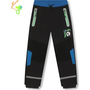 Chlapecké kalhoty Chlapecké softshellové kalhoty, zateplené - KUGO HK5609, tmavě šedá / zelené zipy Barva: Šedá, Velikost: 104