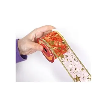 Stuha Vánoční stuha s hudebními symboly 10m Barva: Oranžová