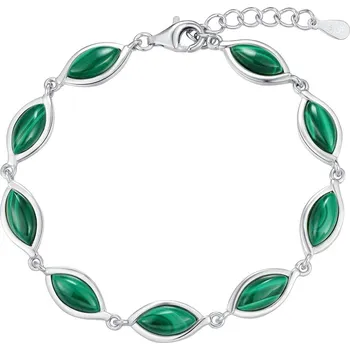 Náramek 4U Dámský stříbrný náramek s přírodním malachitem Lena