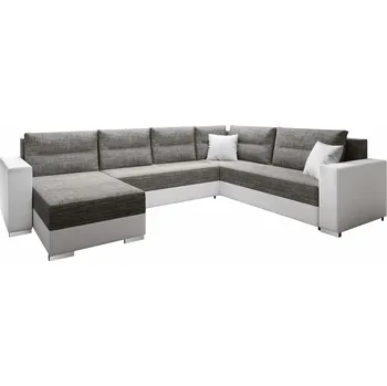 Sedací souprava Rozkládací rohová sedačka KARIBIK šedá melír / bílá