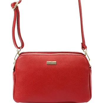 Tříoddílová malá červená kožená crossbody kabelka MiaMore no. 046