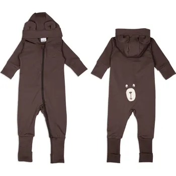 Kojenecký overall Moniel Dětský rostoucí teplákový overal Medvěd Basic Chocolate Velikost: 62/68 cm