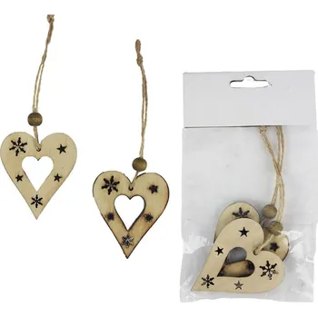 Vánoční dekorace Srdce přírodní 2 ks D1735-20