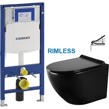 Geberit Duofix 111.300.00.5 ME01 bez tlačítka + WC Mexen Lena Rimless černá + sedátko