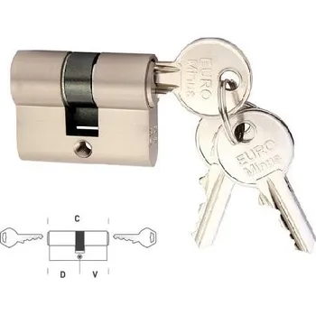 Vložka do dveří RR - Stavební cylindrická vložka EURO Minus D 25 + V 30 mm NP - Nikl perla