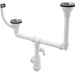 Sifon pro dvoudřez Alcadrain (Alcaplast) s nerezovými mřížkami DN115 dvouúrovňový s přepadem a přípojkou A456P