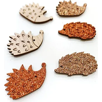 Podzimní mix ježek dřevěný lepítko 4 cm - 6 ks