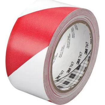 Výstražná páska Vinylová páska 3M červeno-bílá pro bezpečnostní značení, šířka 50mm