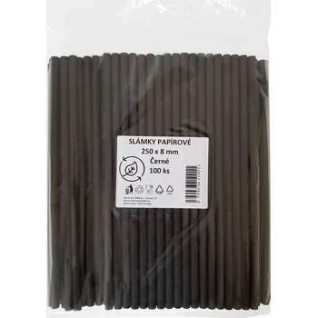 Alobalová fólie Slámky jumbo papírové černé 25cmx8mm 100ks NMBA
