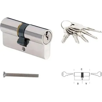 Vložka do dveří MP - Bezpečnostní vložka 100S D 45 + V 60 mm ONS - Nikl broušený