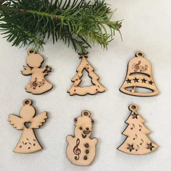 Vánoční dekorace Dřevěné Vánoční ozdoby s hudebními motivy