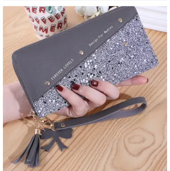 Kabelka Dámská peněženka s flitry Barva: Šedá