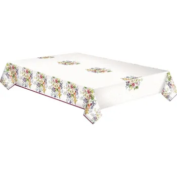 Jednorázový ubrus Ubrus papírový Daisy 120x180cm, bílý s květinami