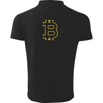Pánská košile Bitcoin kryptoměna - Polokošile pánská Pique Polo 203 - 5XL ( Černá )
