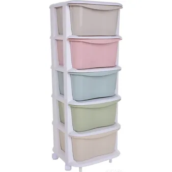 Úložný box Dedra Pětipatrový regál QUINTO REGAL s různobarevnými boxy, v 98 cm