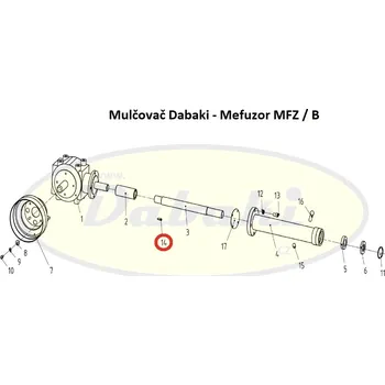 Mulčovač 2 - 14 - klínek horní hřídele mulčovače Mefuzor MFZ