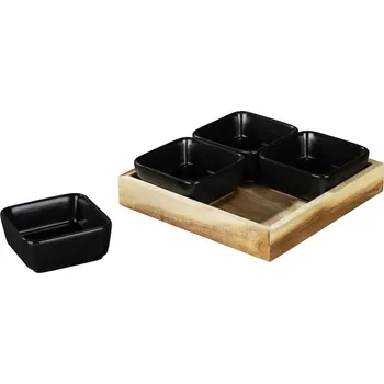 Černé keramické servírovací mísy v sadě 4 ks s podnosem Elo – Wenko ID_1556458