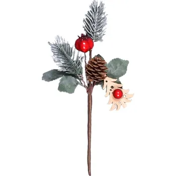 Vánoční dekorace Větvička ŠIŠKA,JABLÍČKO,STROMEK VÁNOCE 21cm