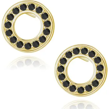 Náušnice Lafira pozlacené stříbrné náušnice Circle Black Z1171EG_B (puzety)