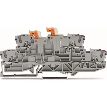 Stavebniny WAGO Svorka 2002-2958 Dvoupatrová dvojitá rozpojovací se dvěma výklopnými rozpojovacími noži první a druhé patro interně propojené na pravé straně, šedá 2002-2958