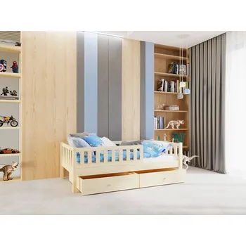 Dětská postýlka Masivní dětská postel Lilly Plus 4 se snímatelnou zábranou - 80 x 160 cm