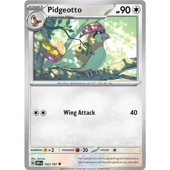 Karetní hra Pidgeotto 163/197 - Obsidian Flames Typ karty: Non-Holo