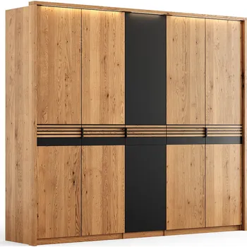 Šatní skříň Dubová šatní skříň s jednoskleněnými dveřmi 5D Ravello, rozměr 219x256x58cm