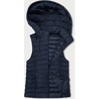 Dámská vesta Tmavě modrá dámská prošívaná vesta s kapucí (16M9150-215) odstíny modré L (40)